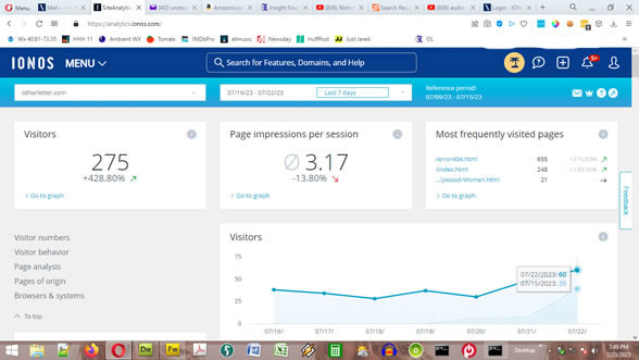Stats pagae of the Other Letter, currently sixty visitors a day.